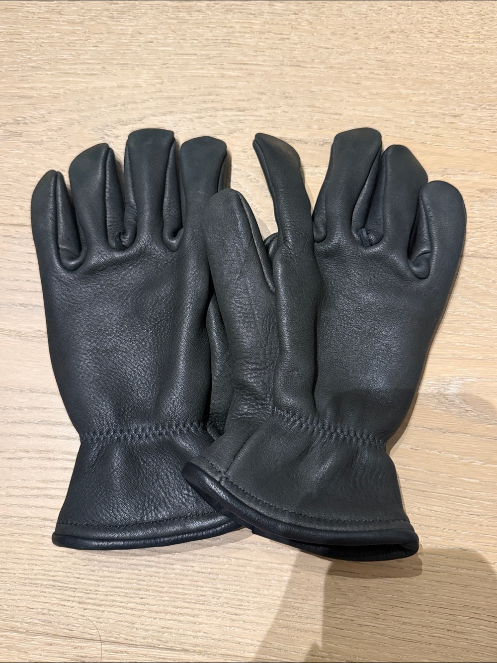 Women’s Charcoal Grey Leather Thick Gloves